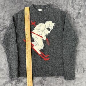 Crewcuts Sweater Kids 12 Gray Wool Yeti Skier Graphic Pullover Knit Winter